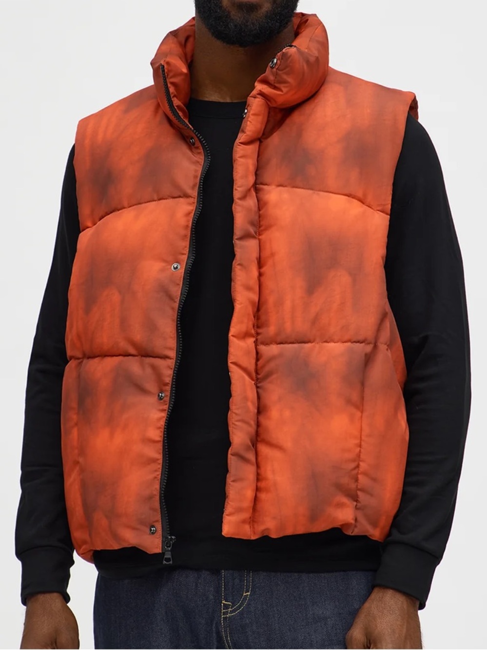 Relaxed Washed Paneled Quilted Puffer Vest